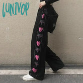 Lunivop Black Women Casual Pants Sweat Streetwear Trousers Harajuku Wide Leg Hip Hop Punk Clothes